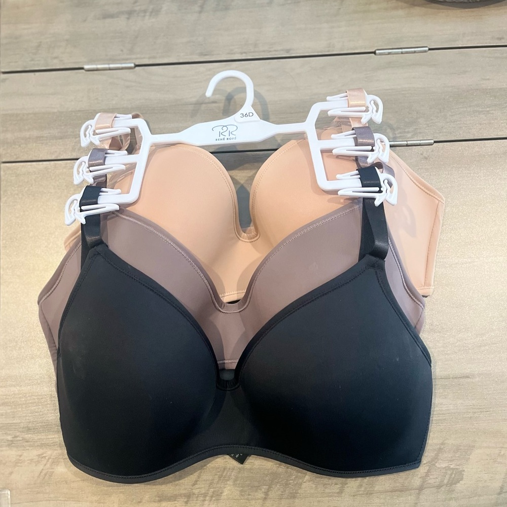 Rene Rofe 3 Pack wireless bras. 36D